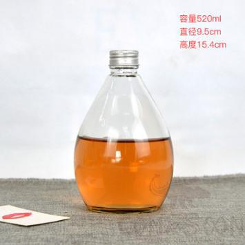 Disposable glass bottle,Droplet Shape,520ml,D 9.5*H 15.4cm,Polish