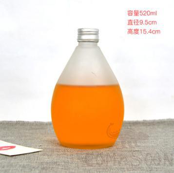 Disposable glass bottle,Droplet Shape,520ml,D 9.5*H 15.4cm,Matt
