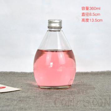Disposable glass bottle,Droplet Shape,360ml,D 8.5*H 13.5cm,Polish