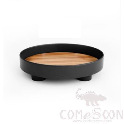 Fruit plate,Black,Plastic + MDF board,D 30*H 7.2cm
