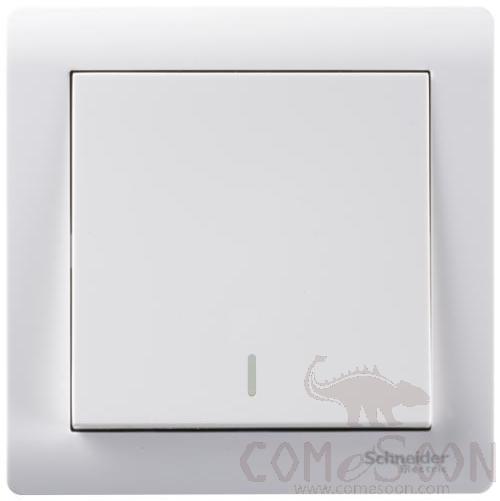 Single gang switch， 1 gang 1 way, with light, white , Schneider