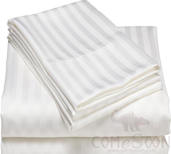 Queen Bed Sheet -Polycotton,229*292cm，3cm Stripes