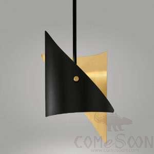 Pendant Light, L525*W320*H500mm, E14 3.5W LED 2100K, SATIN BLACK WITH BRUSHED BRASS