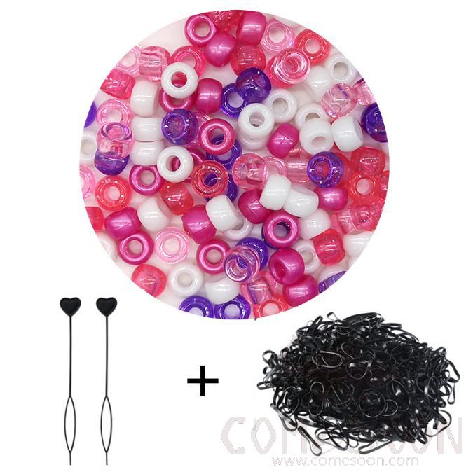 ASST HAIR BEADS,Acrylic,girly pink