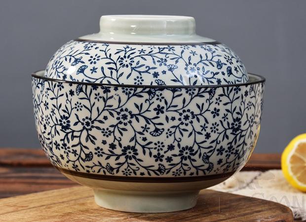 6.5&quot;Bowl with Cover,Blue and White