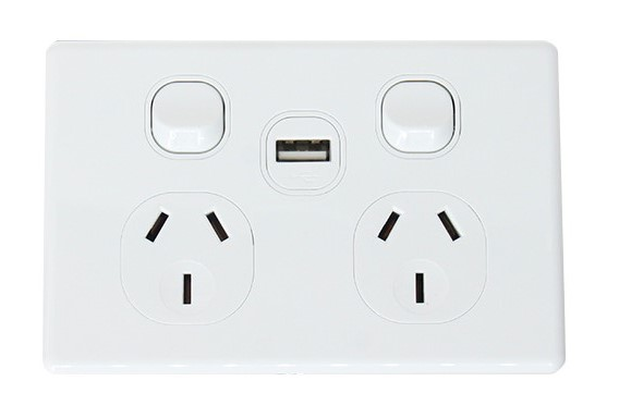 Two position three plug switch socket,250V/10A 2*10A 1*USB, 1way