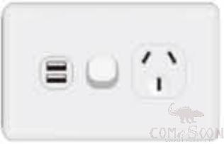 10A Horizontal single  powerpoint + USB,1 way,120*78mm