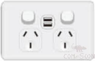 10A Horizontal double powerpoints + 2 USB（5V/2.1A),2g 1 way, 120*78mm