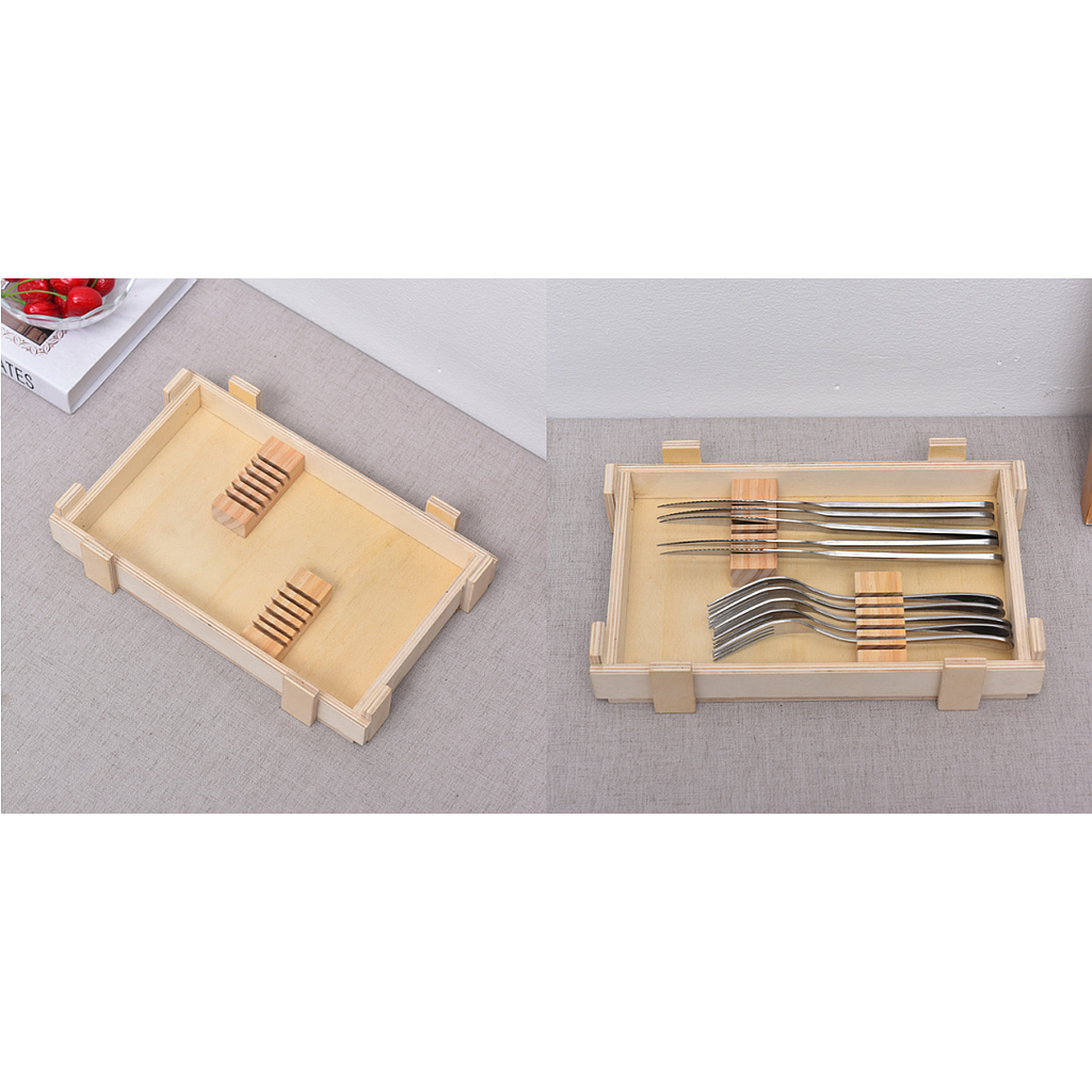 Wooden knife and fork storage box,27.5*18*5cm,with cover