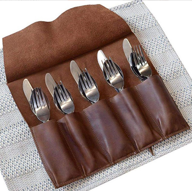 Tableware storage bag, Polyurethane，9.5&quot;*11.5&quot;,Brown，Custom logo