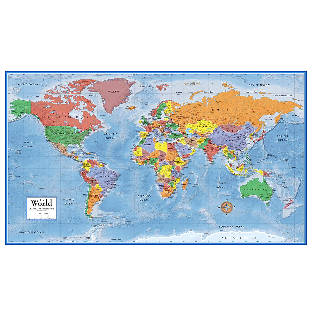 World map, Cloth, Chite box, 97 * 145cm