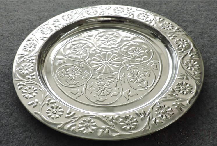 Stainless steel plate, 40cm, Silver