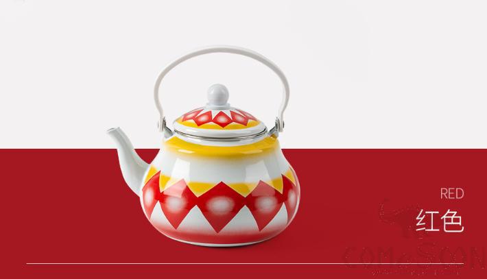 Enamel pear shaped pot, 2L, Red