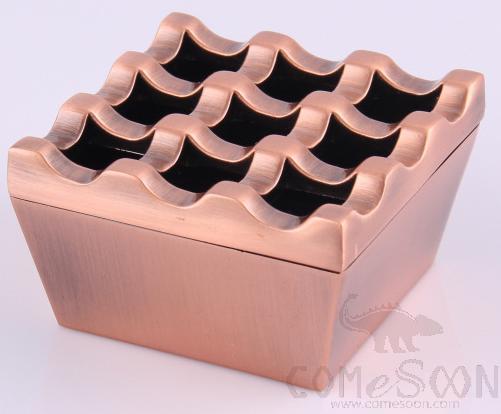 9-Hole Zinc alloy ashtray, 71*71*45mm, Copper