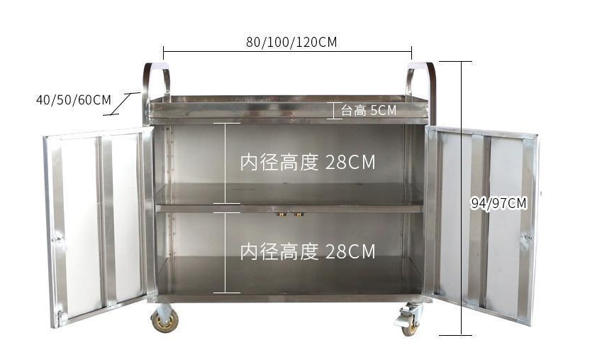 Two layers trolley  , 800x400x950mm, 304 Stainless Steel