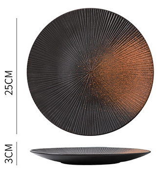 Japanese ceramic stripe plate，10&quot;