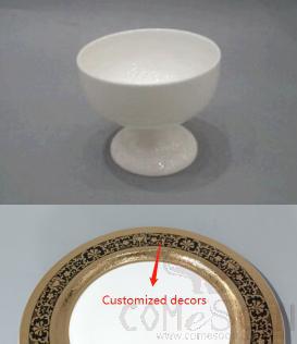 Customized Crescent Tall Bowl with Embossed Gold, 300ml