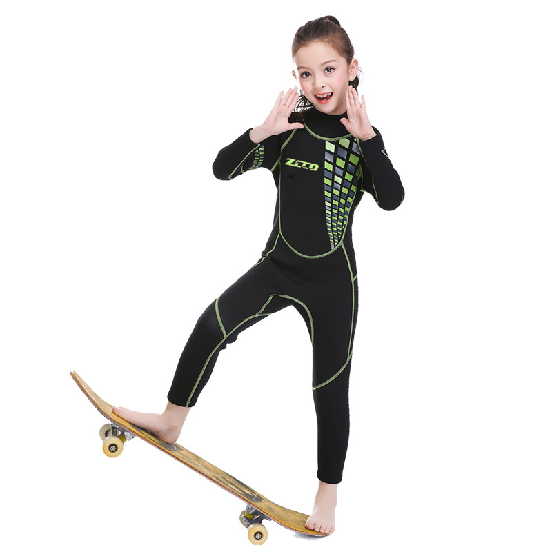 Children'S Wetsuit,Neoprene Rubber,3MM,Green