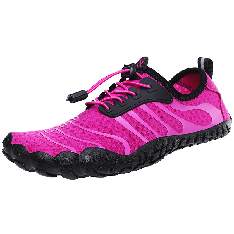 Adult Beach Shoes,Mesh Cloth + Offset Printing,Rubber,Rose Red