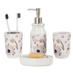 Ceramic Printed Four-Piece Set-Bird,Ceramics,Handsanitizerbottle:7*7*19cm
Toothbrushholder:7*7*10cm
Cup:7*7*12cm
Soapbox:13*9*3cm
