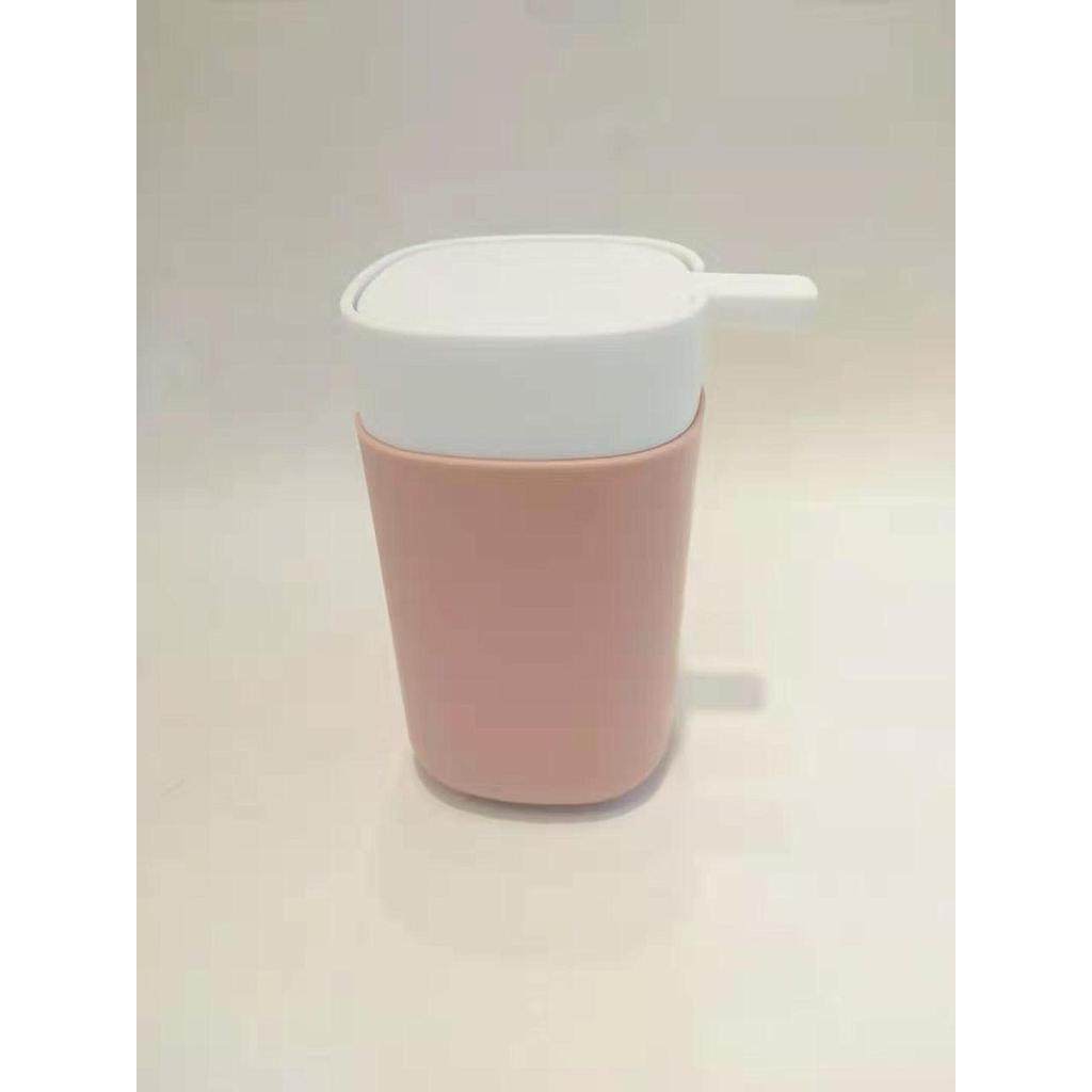 6468 Square Soap Dispenser Bottle-Light Powder,PP,7*7*13cm