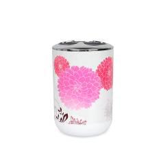 3318 Printed Toothbrush Holder-Hydrangea,PP+ABS(Chromeplated),6*6*11cm