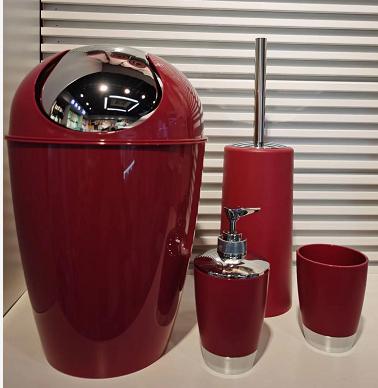 3320 Conical Electroplating Four-Piece Set (Wine Red),PP+ABS(Chromeplated),19*19*25cm