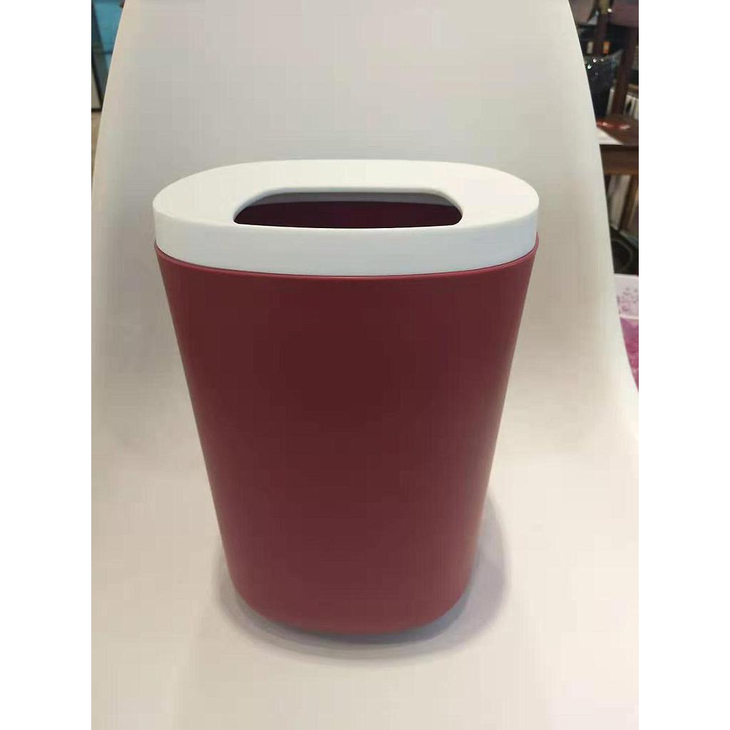6468 Square Trash Bin-Wine Red,PP,12*12*25cm
