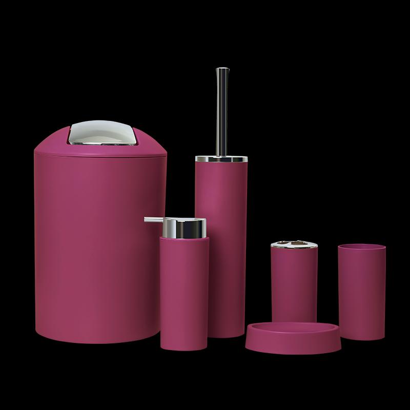 3315 Monochrome Six Piece Set-Wine Red,PP+ABS(Chromeplated),20*20*30cm