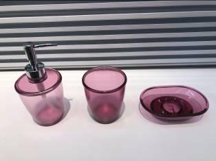 6462 Transparent Three-Piece Set-Wine Red,Ps,17*10.5*12