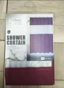 Splicing Shower Curtain-Wine Red,PEVA,180*200cm
