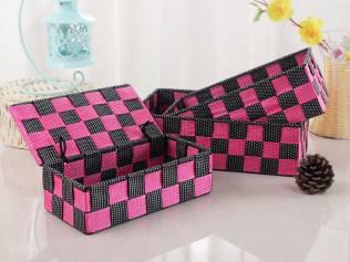 Basket Three-Piece Set-Wine Red,Polypropylene,Small:21*10*6.5cm
Medium:23.5*14*7cm
Large:26*16*8cm