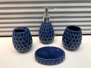Ceramic Monochrome Four-Piece Set-Dark Blue,Ps,17*10.5*12