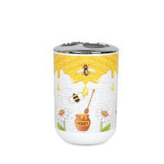 3318 Printed Toothbrush Holder-Bee,PP+ABS(Chromeplated),6*6*11cm