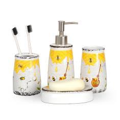 Ceramic Printed Four-Piece Set-Bee,Ceramics,Handsanitizerbottle:7*7*19cm
Toothbrushholder:7*7*10cm
Cup:7*7*12cm
Soapbox:13*9*3cm