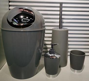 3320 Conical Electroplating Four-Piece Set (Gray),PP+ABS(Chromeplated),19*19*25cm