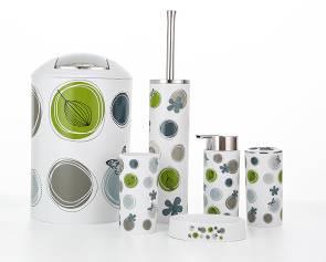 3316 Printed Six-Piece Set-Green Circle,PP+ABS(Chromeplated),20*20*30cm