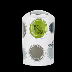 3316 Printed Trash Bin-Green Circle,PP+ABS(Chromeplated),18*18*27cm
