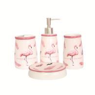 Four-Piece Ceramic Printed Set-Flamingo,Ceramics,Handsanitizerbottle:6*6*20cm
Toothbrushholder:5.5*5.5*10cm
Cup:5.5*5.5*10cm
Soapbox:12.5*9*3cm