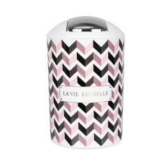 3316 Printed Trash Bin-V Pattern,PP+ABS(Chromeplated),18*18*27cm
