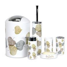 3316 Printed Six-Piece Set-Gold And Silver Leaves,PP+ABS(Chromeplated),20*20*30cm