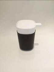 6468 Square Soap Dispenser Bottle-Black,PP,7*7*13cm