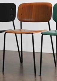 Chair, Bent wood craft pasted oak skin + sprayed iron legs
, 49*54*73*43.5cm