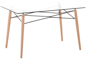 Table, tempered glass table top + iron frame + beech wood legs
, 120*80*75cm