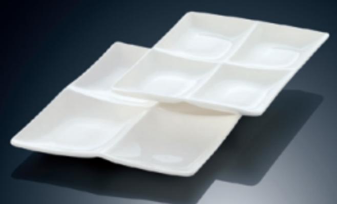 YY Series- Four grid Plate 9&quot; Square Plate
