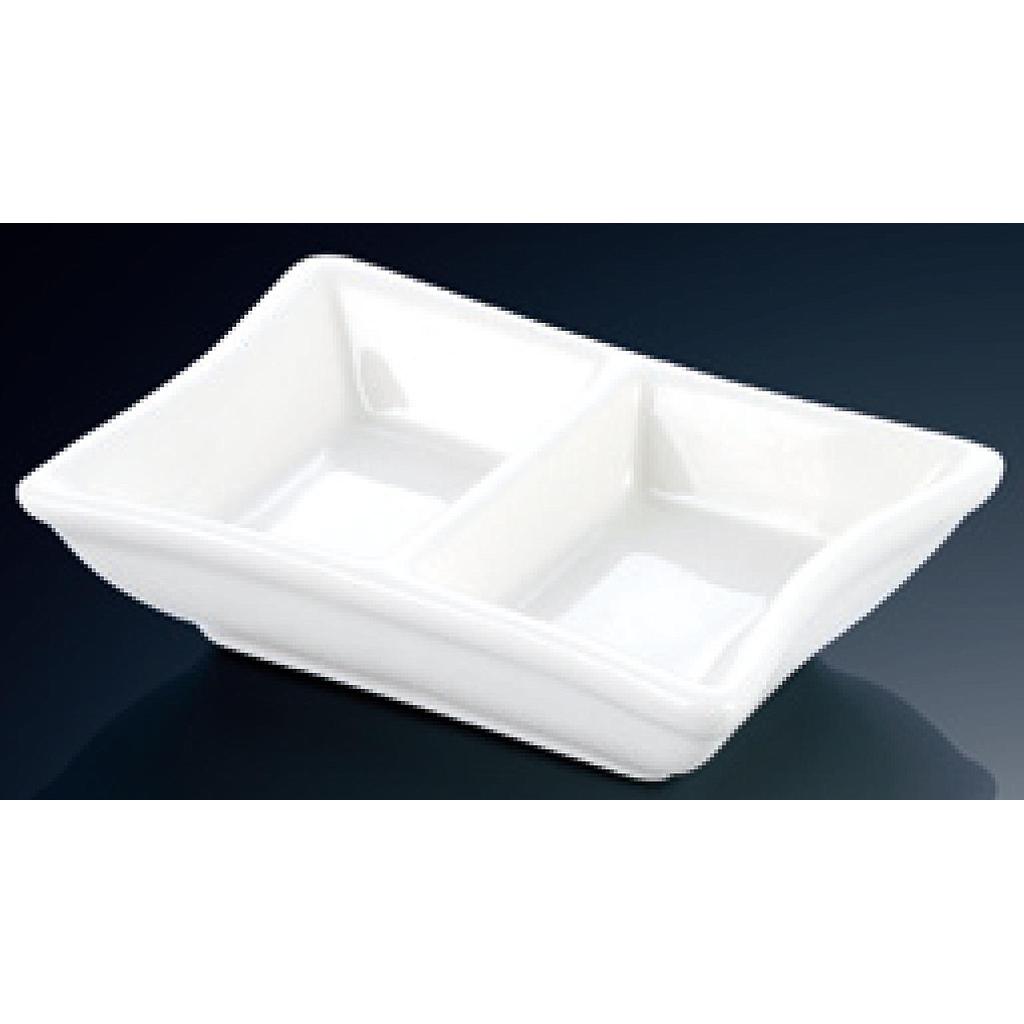 YY Series- Sauce Dish 3.5&quot; Two Compartment Rectangle