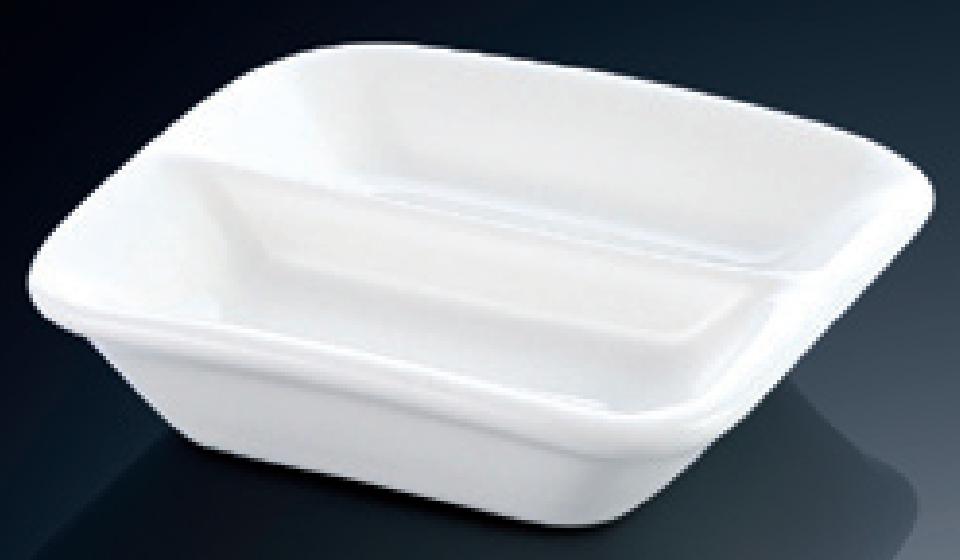 YY Series- Grid Plate Sauce Dish Two Compartment Square 2 grid
