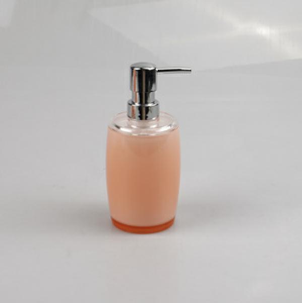 Triangular soap dispenser bottle，PS，pinkish-orange，7.3*11.5 cm