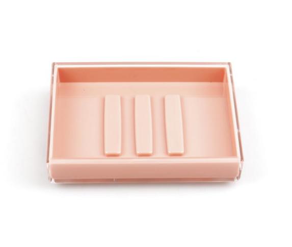 Four-piece set of transparent bamboo，PS，pink，11.5*8.7*2.5 cm