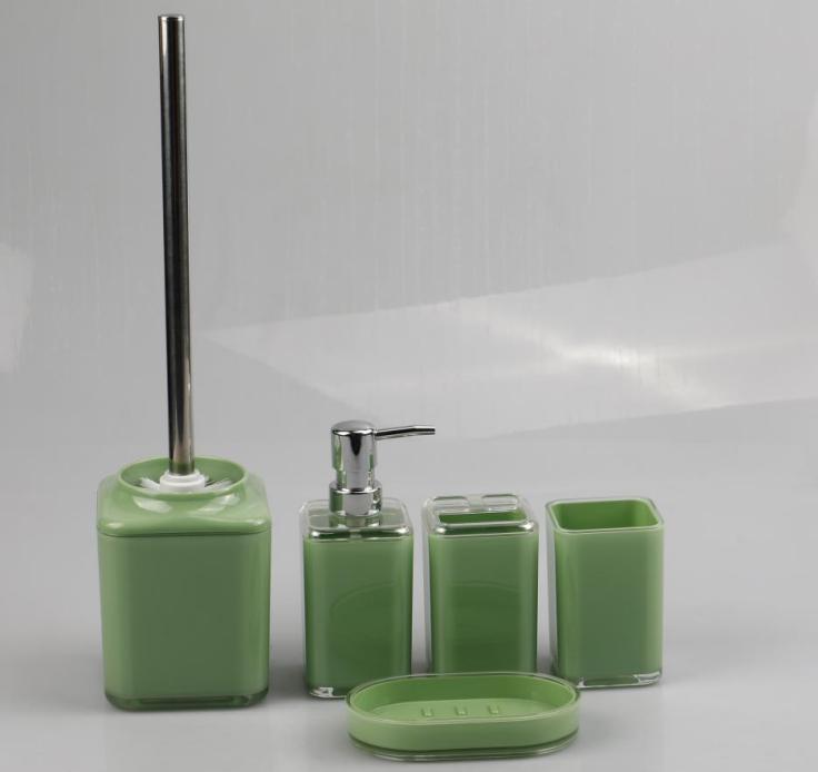 Transparent bamboo toothbrush holder，PS，green，Soap dispenser bottle of 6.8 * 16.8 cm;
Toothbrush holder 6.8 * 11.2 cm;
Mouthwash cup 6.8 * 10.5 cm;Soap dish 9 * 13.9 * 2.5 cm;
Toilet brush 10.4 * 38.8 cm